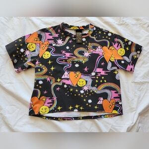 NOOWORKS - rare print Ash + Chess Better Days Mock Neck Crop Top